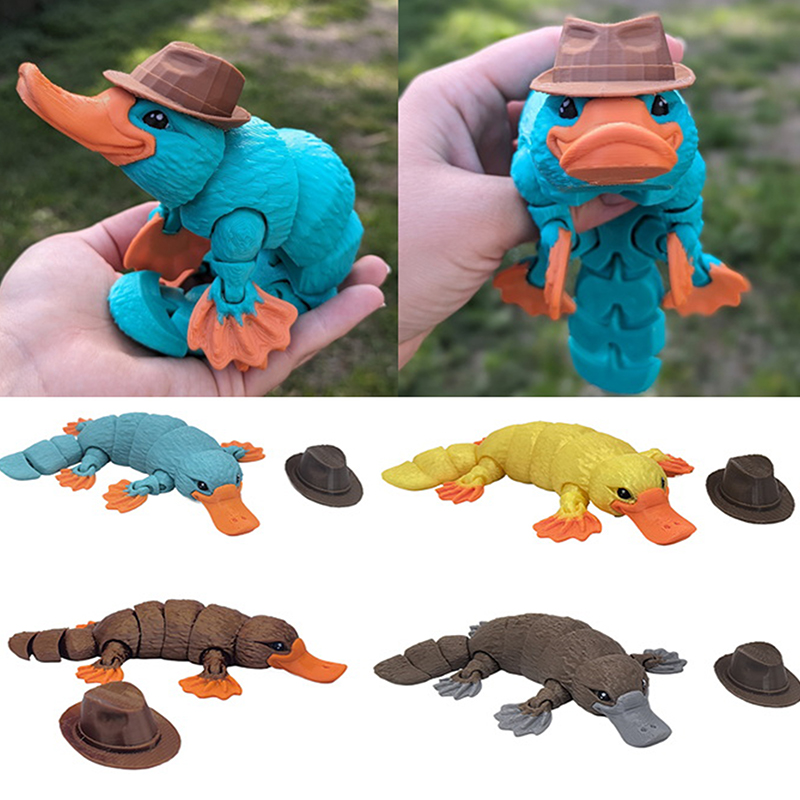 3D Printed Articulated Platypus Fidget Toys Dynamic Animals Toy Full Articulated Flexible Crystal Platypus Toys Adults Fidget Toys For Autism ADHD Home Office Decor. 