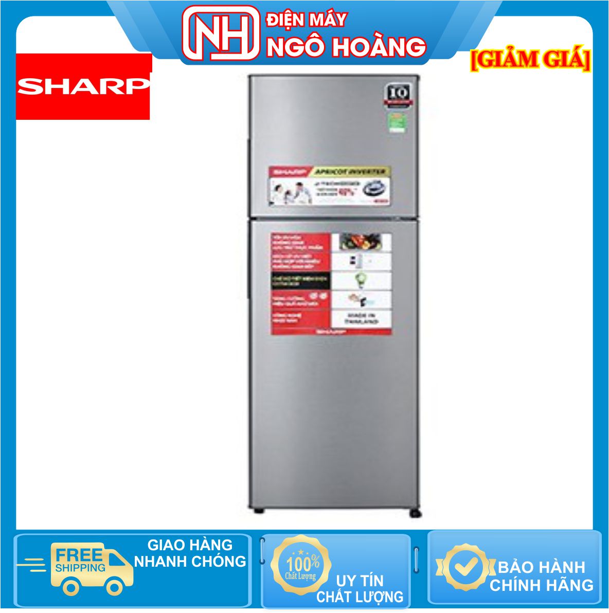 [FreeshipMAX] Tủ lạnh Sharp Inverter 224 lít SJ-X251E-SL ( Miễn phí giao hàng TPHCM-Ngoại tỉnh tính phí vận chuyển)