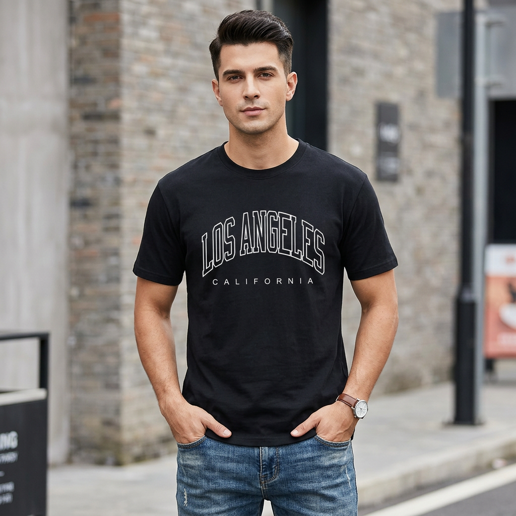 Los Angles Pritned New Trendy Summer Collection T shirt New Stylish Design Tee shirt Round Neck Export Quality Top