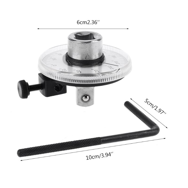Torque Angle Ruler Protractor 360 Degree 1/2 Inch Drive Meter Auto Angle Rotation Measure Tool with Wrench Angle Gauge