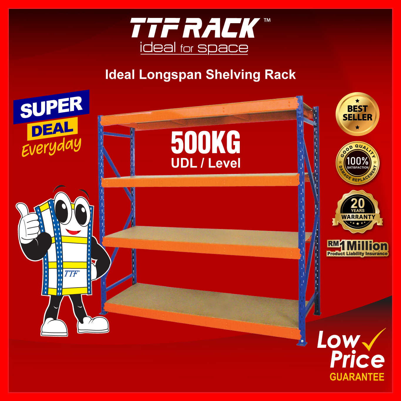 TTF RACK ™️ Ideal Longspan (IHB) 12mm HDF (H)240cm Shelving Rack 4