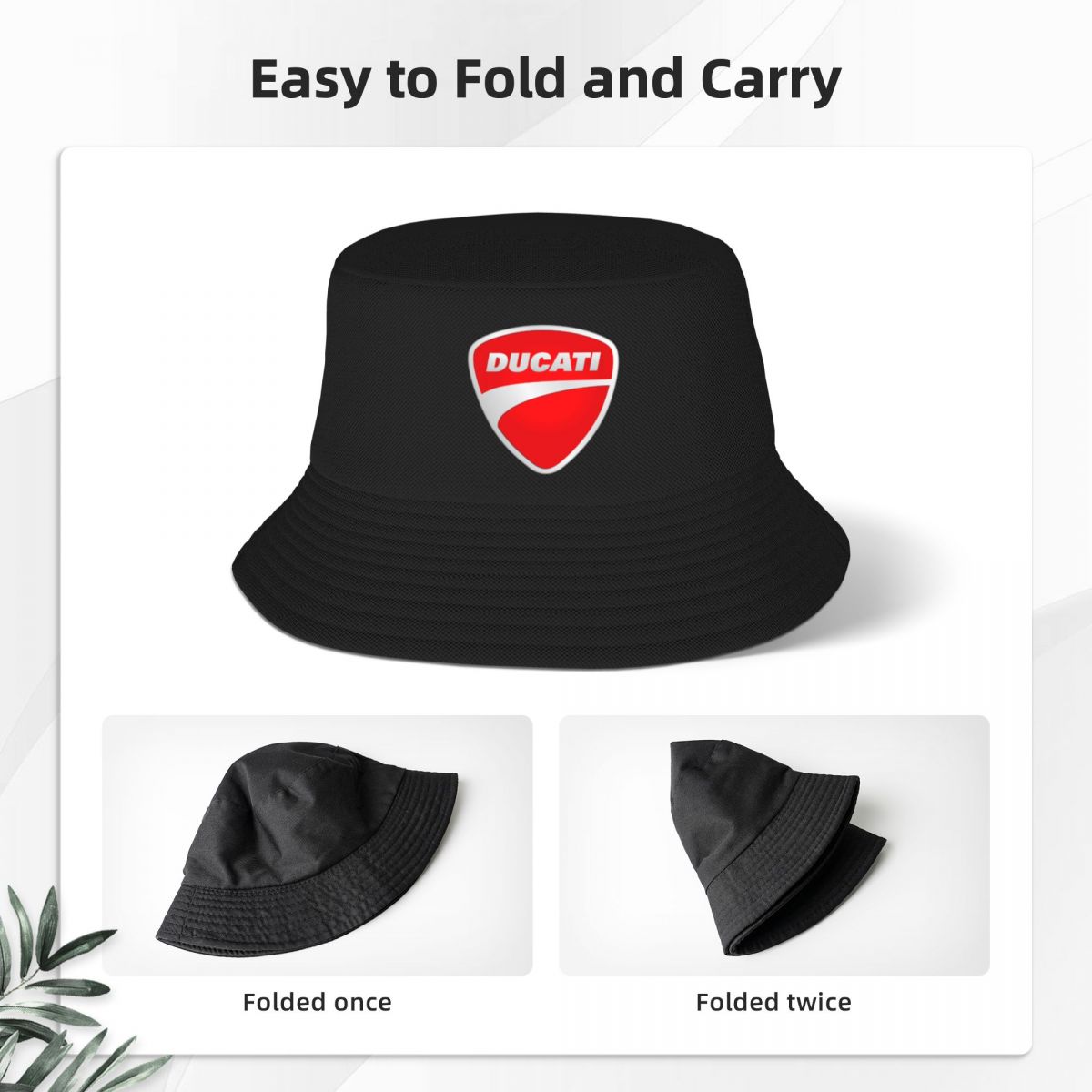 Ducati Bucket Hat Print Fisherman Hat Cotton Sun Fishing Cap Fun  Lightweight for Travel