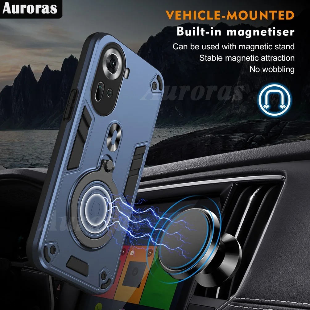 For OPPO A60 Case Shockproof Armor iron Metal Ring Kickstand Bracket Casing for For OPPO Reno 11 10 10Pro Cover Casing HP.