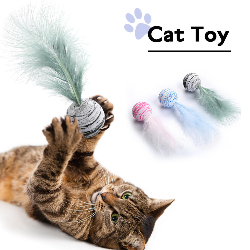 Cat Toy Feather Ball Star Ball Interactive Plush Toy Pet Supply