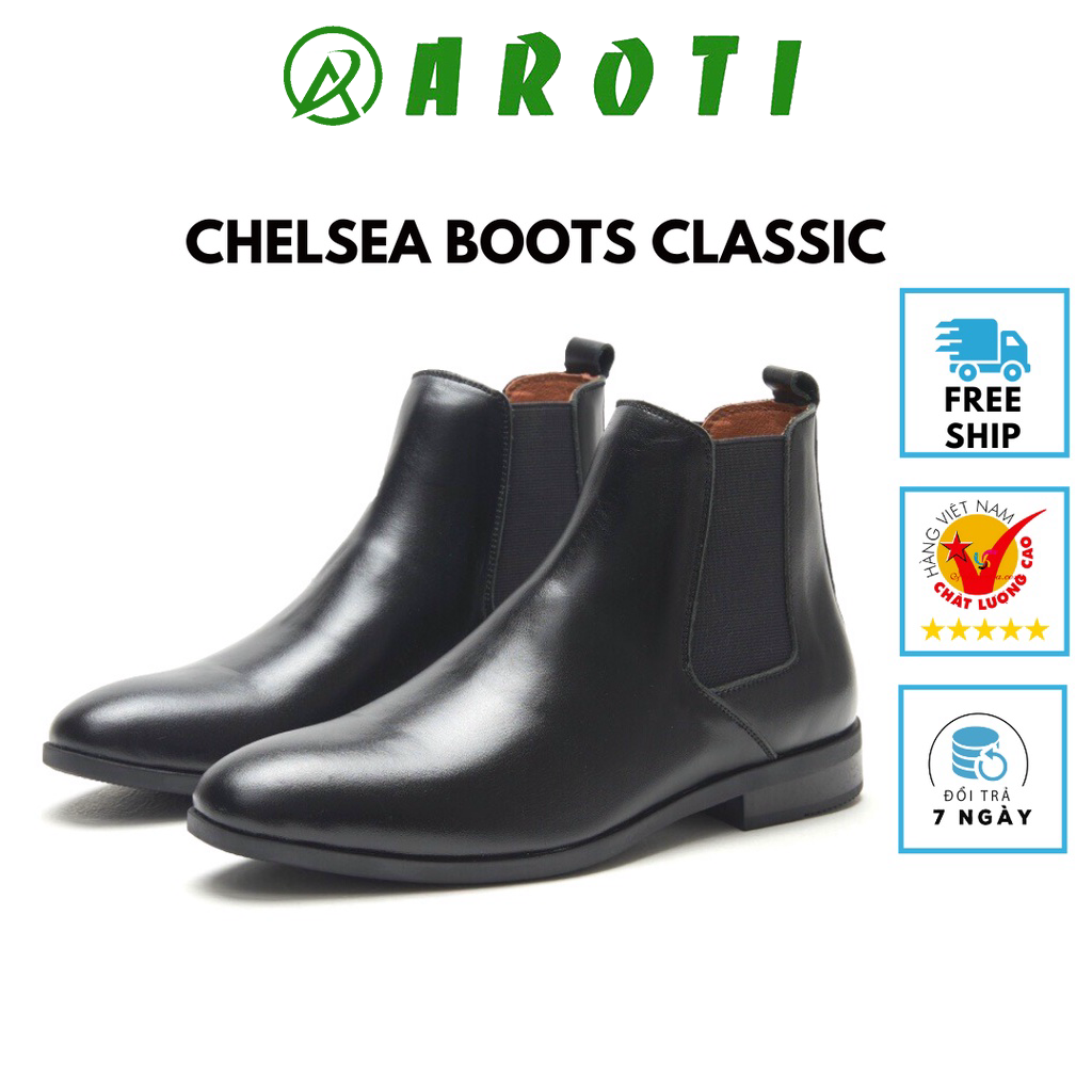 Giày boots nam Chelsea Boots Classic đế khâu-CB548 NHÁM CHUN - AROTI Luxury