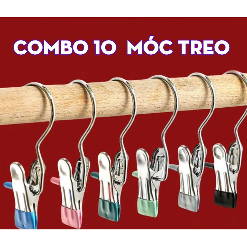 Combo 10 móc treo quần áo - Kẹp đơn treo quần áo