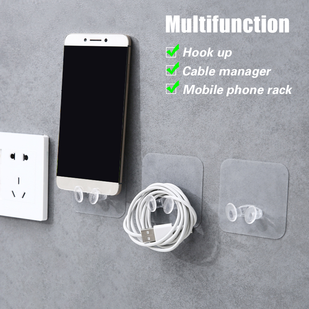 1/10/20Pcs Clear Strong Plug Hooks Adhesive Multi Purpose Transparent Plastic Pasting Hook