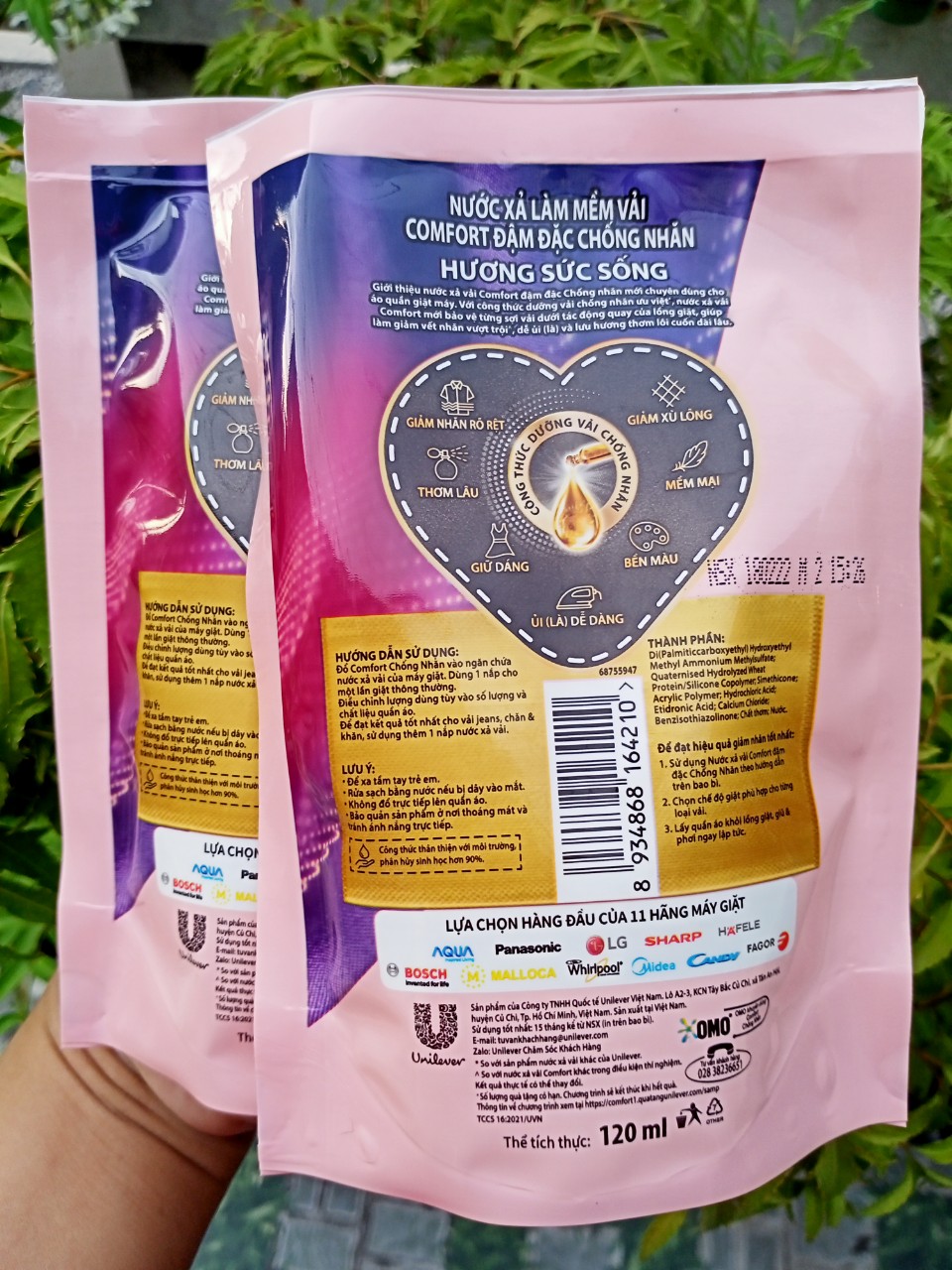 5 Bịch Nước Xả Vải Comfort Đậm Đặc 120ml / Bịch