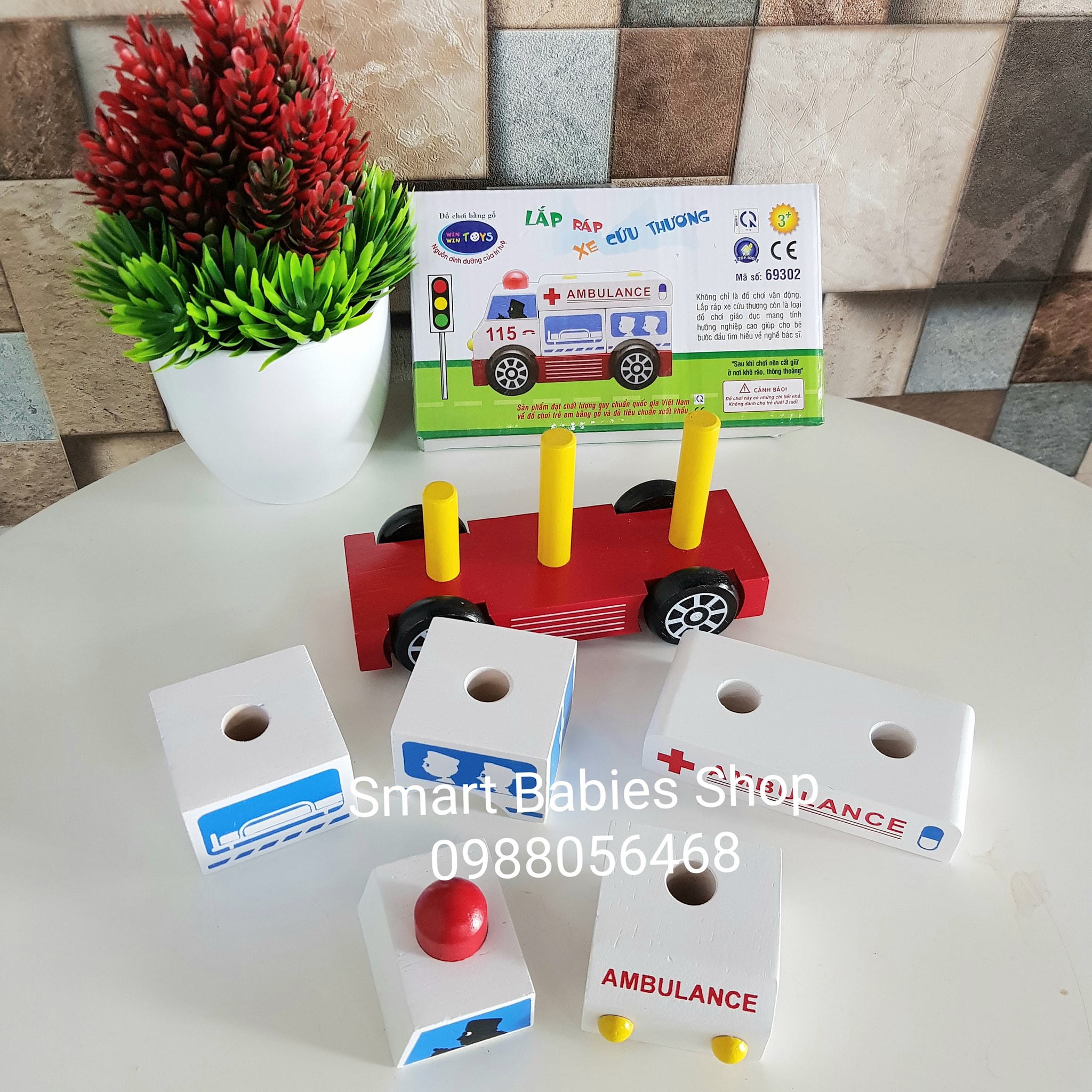 Đồ chơi gỗ Winwintoys - Lắp ráp xe cứu thương
