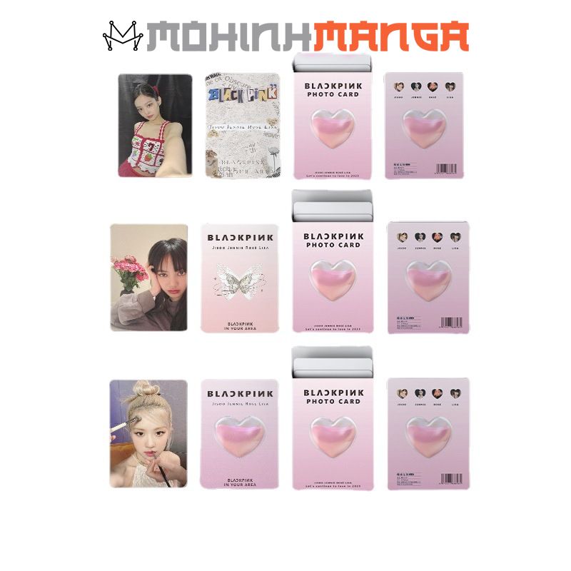 Lomo card bo góc BP hologram hộp 50 thẻ in 2 mặt Lisa Jennie Jisoo Rose có hiệu ứng lấp lánh mẫu mới