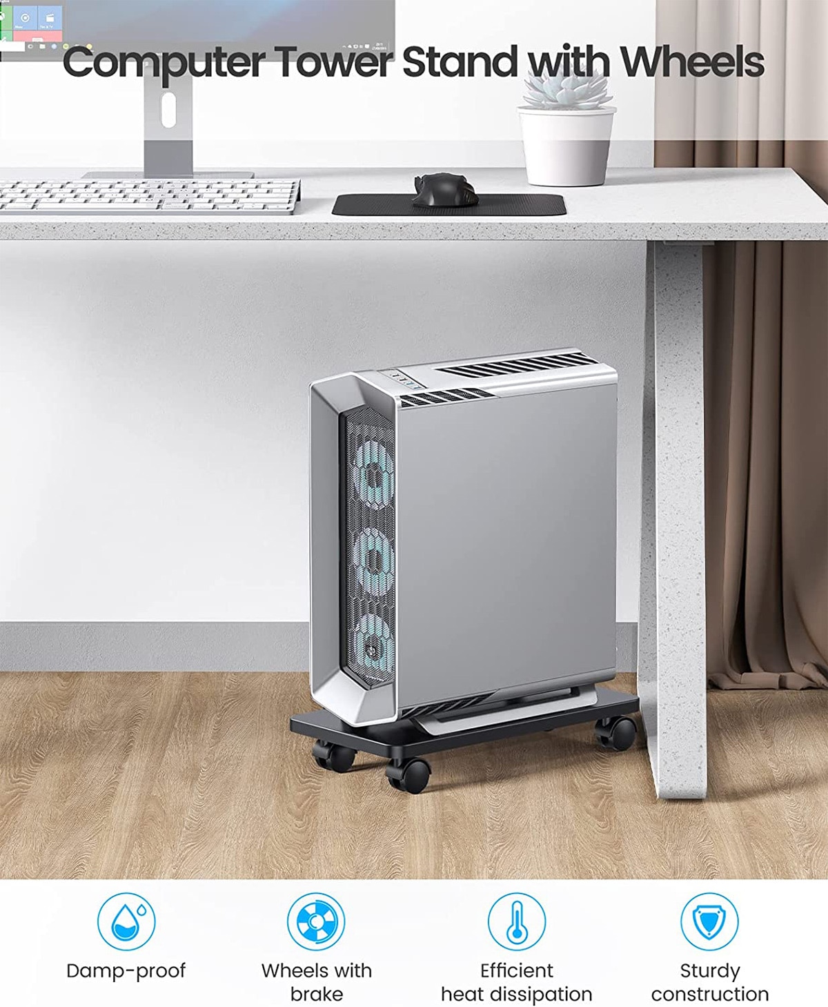ORICO thép di động CPU đứng máy tính giá đỡ kiểu tháp chủ xe với khóa rollingcaster bánh xe cho thảm sàn máy tính chơi Game trường hợp