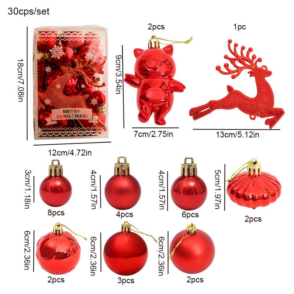 WZI7265 30pcs/set Treo Bóng trang trí phát sáng giáng sinh Nhựa Trang trí Đồ trang trí nai sừng tấm người tuyết giáng sinh Bóng trang trí Giáng sinh Đầy màu sắc dây chuyền quả cầu cây thông giáng sinh Giáng sinh