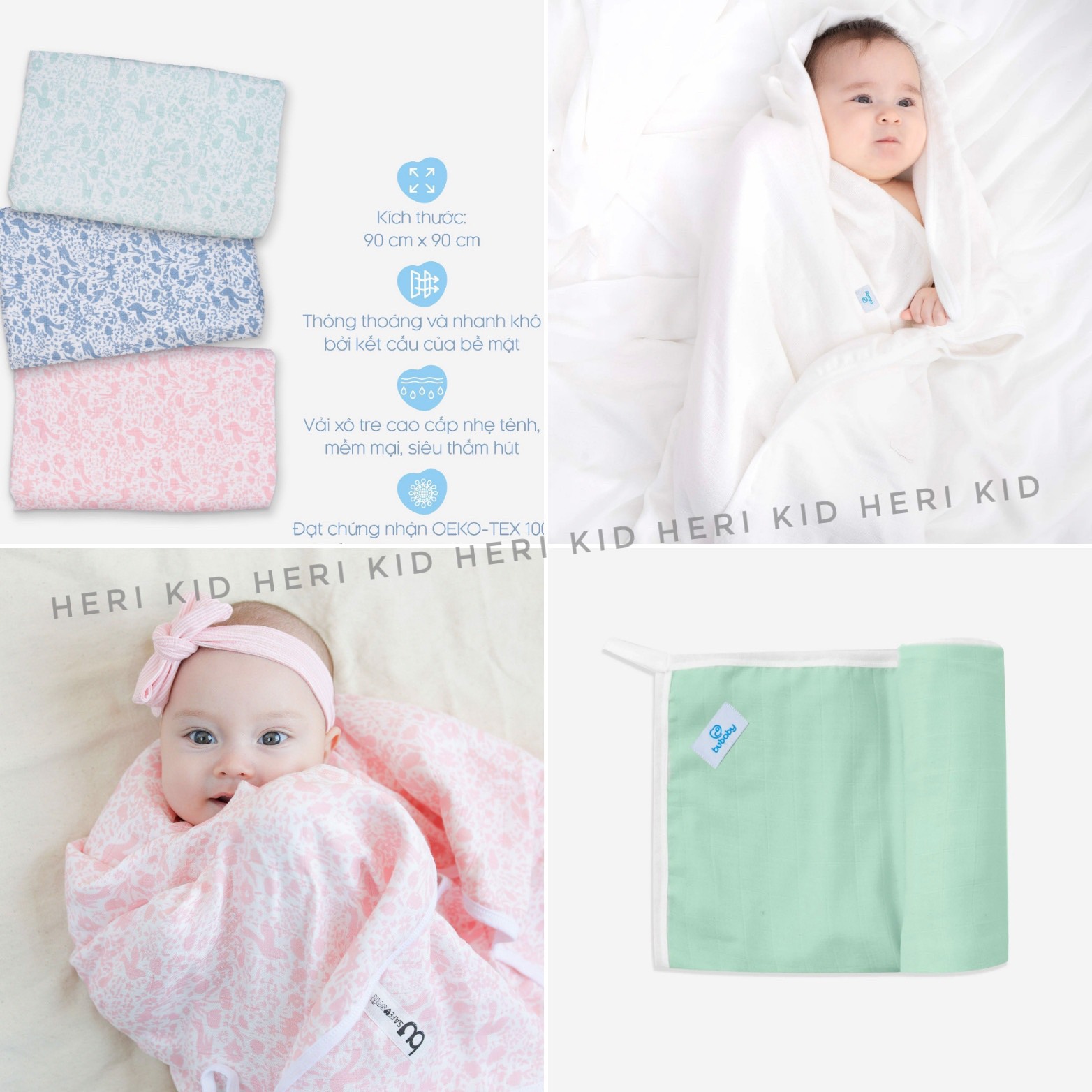 Khăn đa năng Muslin Bu baby cho bé
