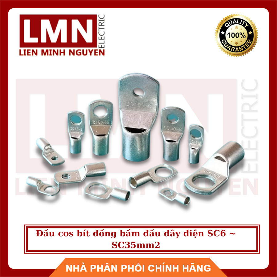 (Combo 50) Đầu cos bít đồng bấm đầu dây điện SC6 ~ SC35mm2