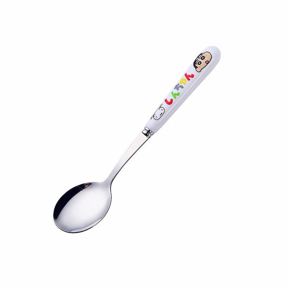 Sunday Alice Crayon small new stainless steel spoon fork chopsticks tableware set imitation ceramic student portable tableware set of three