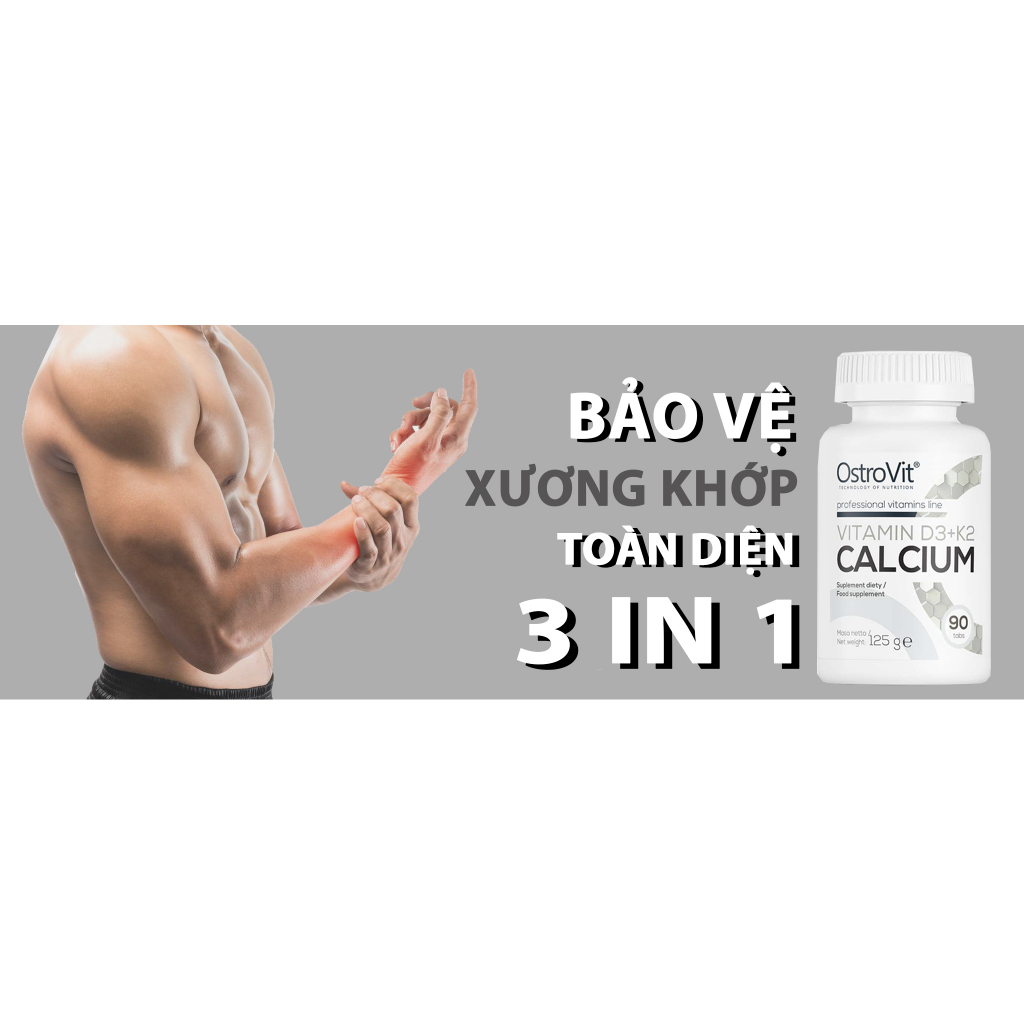 Viên Uống Ostrovit D3+K2 Calcium - Bổ Sung Xương Khớp, Tăng Đề Kháng (90 Viên)