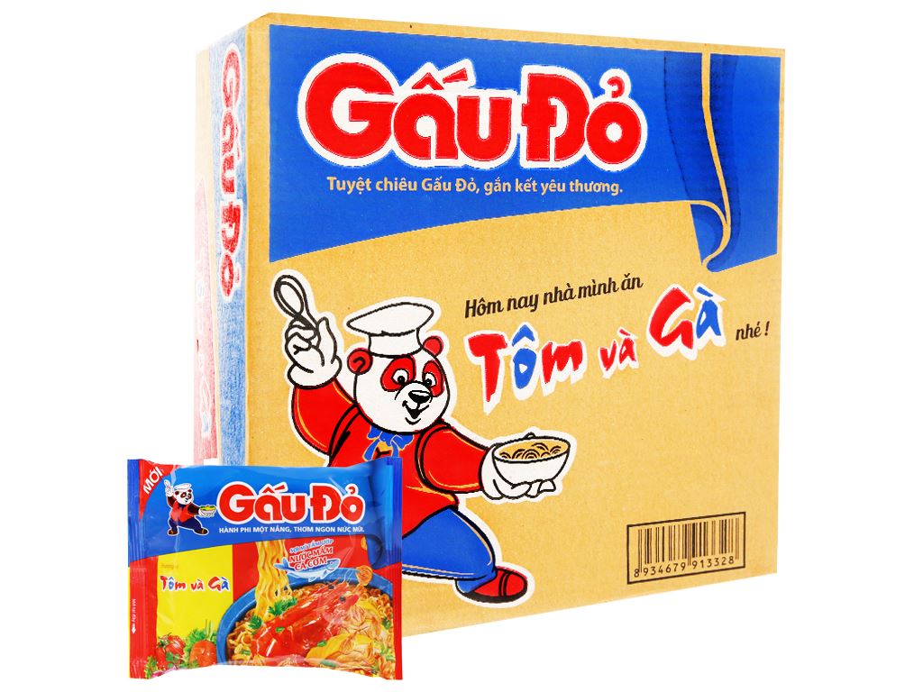 Mì Gấu Đỏ Tôm Và Gà Gói 63g