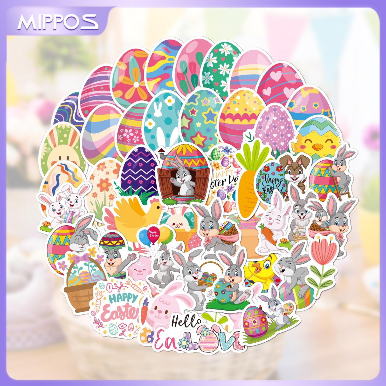 Mippos Easter Stickers, Easter Egg Bunny Stickers, Easter Egg Decals, for Water Bottles