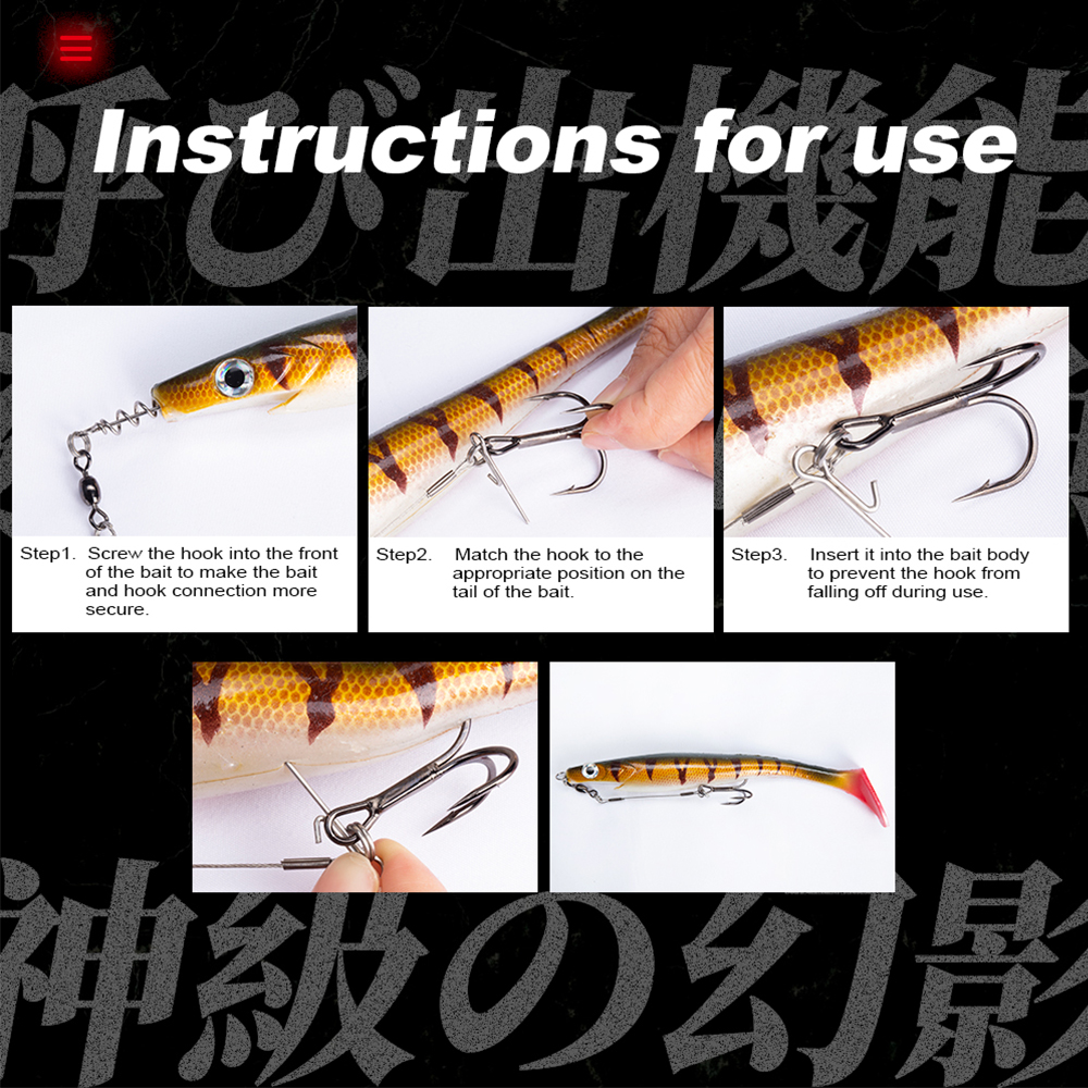 【SmartHorizon】Hunthouse soft lure rig single double hook rigging 9cm ...