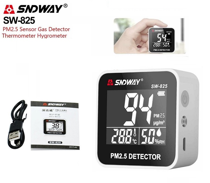 Máy đo chất lượng không khí pm2.5, nhiệt độ, độ ẩm sndway sw-825