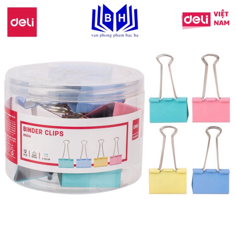Kẹp bướm màu 51mm deli e8551a - e8551