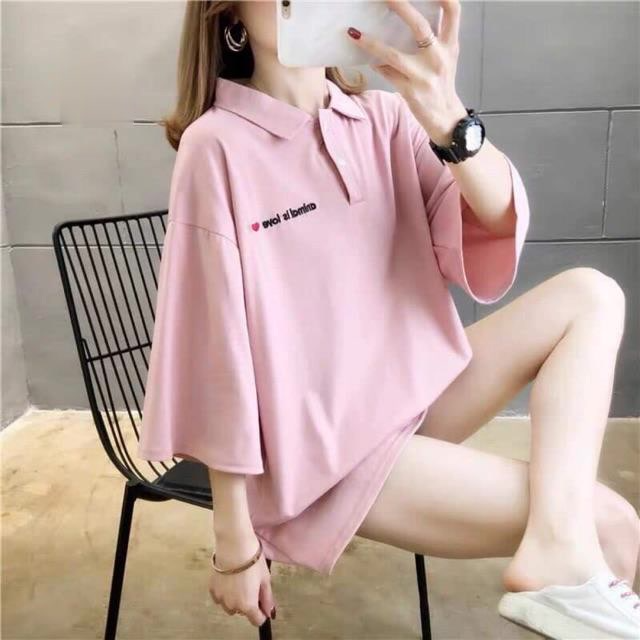 Áo Thun Polo Nữ Có Cổ Form Rộng In Chữ Siêu Đẹp Chất Cotton Mềm Mát Phong Cách Hàn Quốc Trẻ Trung Năng Động TTQ0105