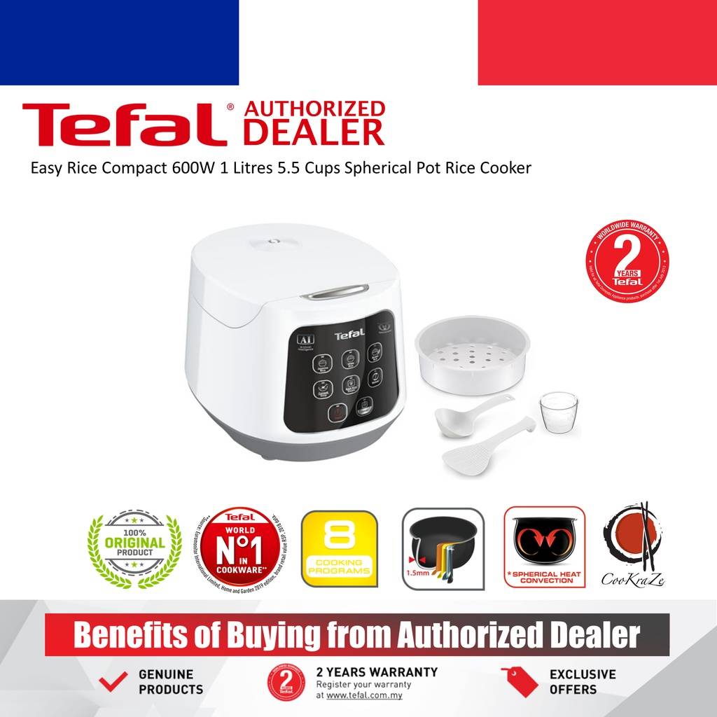 Tefal Easy Rice Compact 600W 5.5 Cups Spherical Non Stick Pot Rice