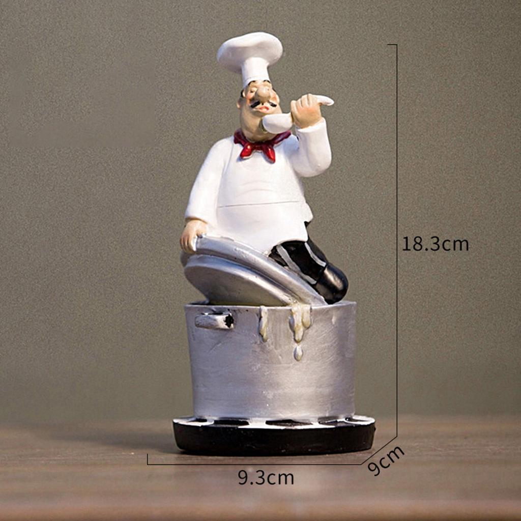 ZYLightt Creative Resin Chef Figurine Statue Model Cooking Kitchen Cafe Table Decor
