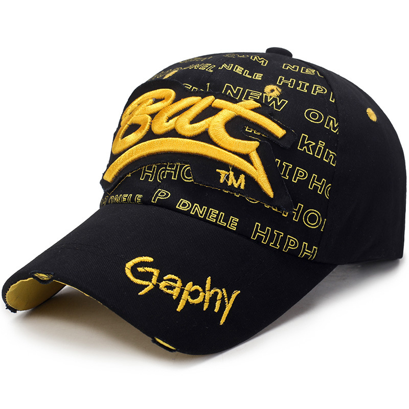 【LuckyBabyFans Store】2019 New Washed Broken Hole BAT Cap Outdoor Baseball Caps For Men Women Snapback Caps Sun Bone Garros.