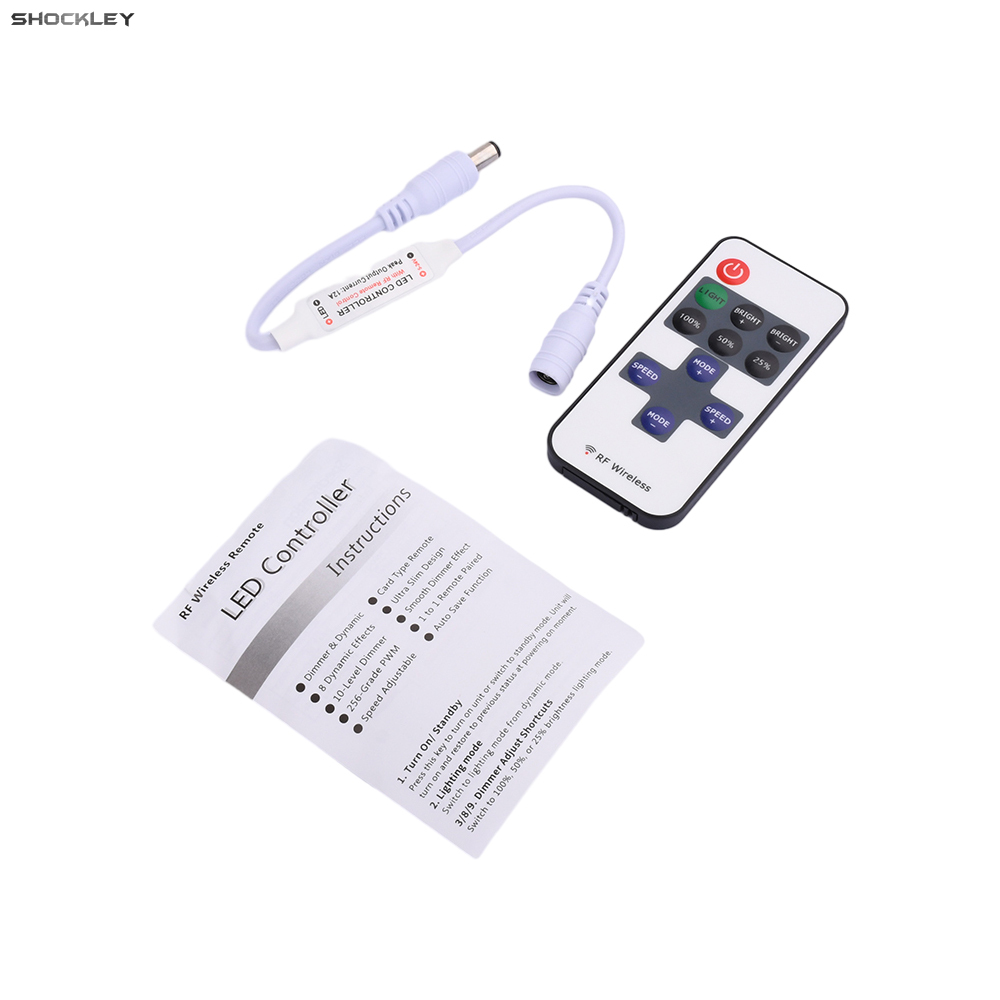 Shockley Mini thiết bị chỉnh độ sáng RF Điều Khiển Cho đèn LED dải Dc5v 12V 24V Dimmer Điều Khiển Độ Sáng & Hiệu Ứng RF điều khiển từ xa không dây LED Dimmer