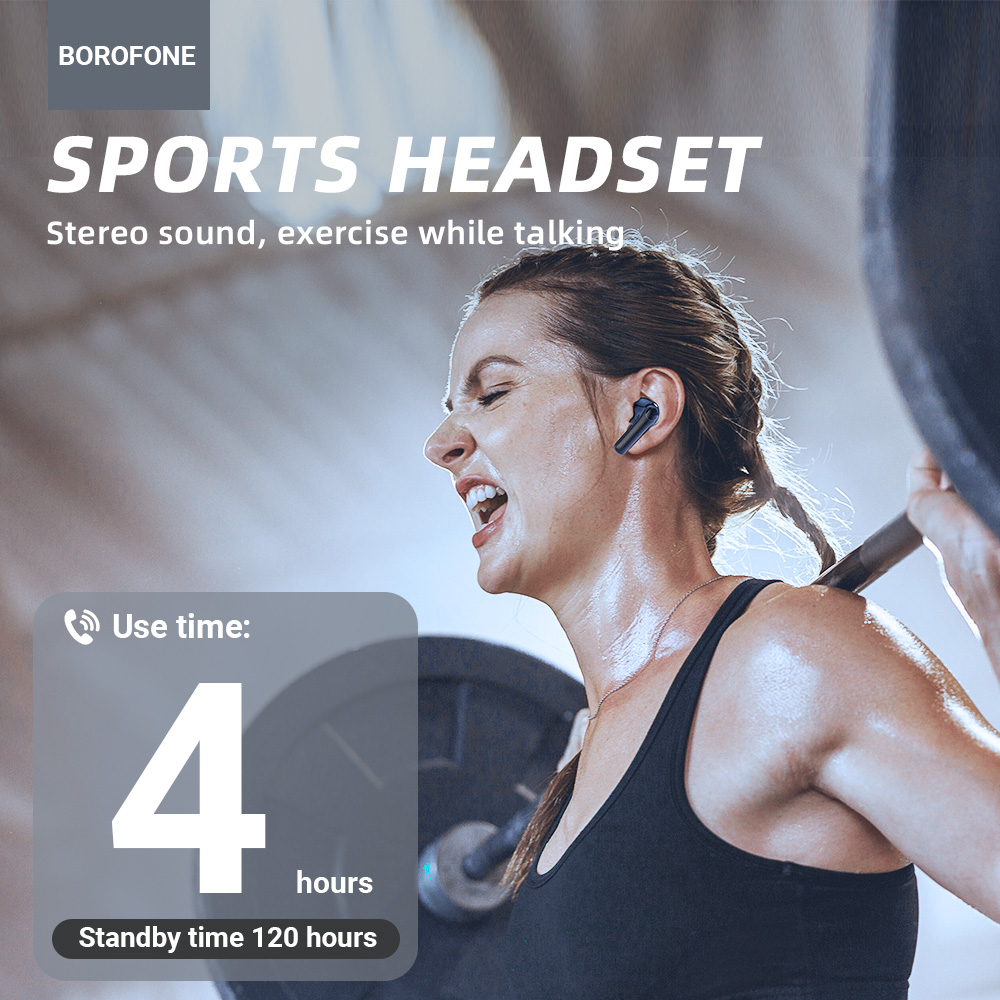 BOROFONE BW15 TWS Bluetooth Earphone True Wireless Headset Earbud Translucent Earphones Wireless Bluetooth 5.3 Touch Control Earbuds Built-In Microphone Sports Headset In-Ear Earphones For All ios /Android Mobile Phone
