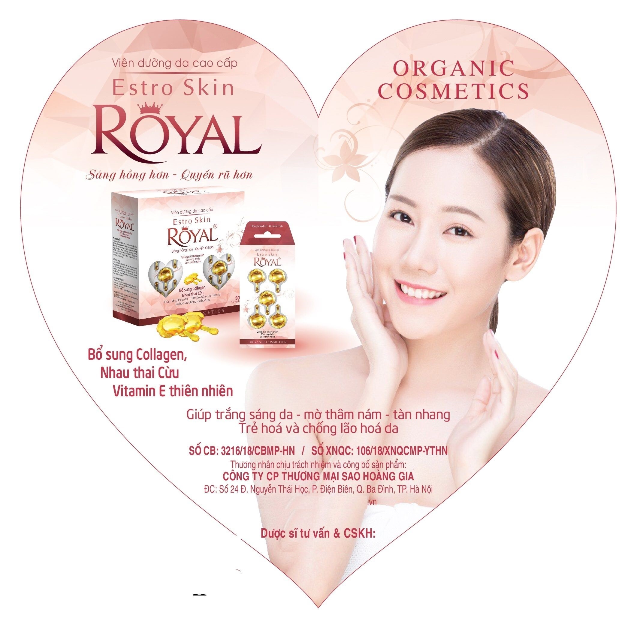 [2 hộp] Viên dưỡng da cao cấp ESTRO SKIN ROYAL (Hộp 6 vỉ, vỉ 5 viên)