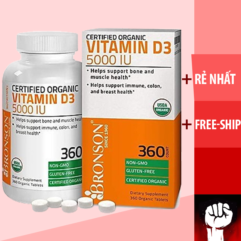 Vitamin d3 hữu cơ | bronson vitamin d3 5000iu certified organic | tăng đề kháng - nhập mỹ