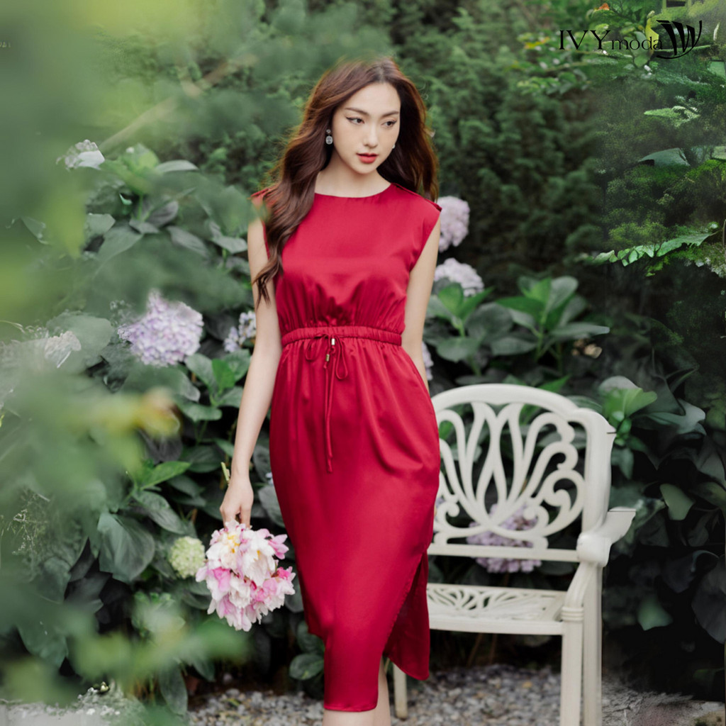 Đầm lụa nhấn eo IVY moda MS 48M7452