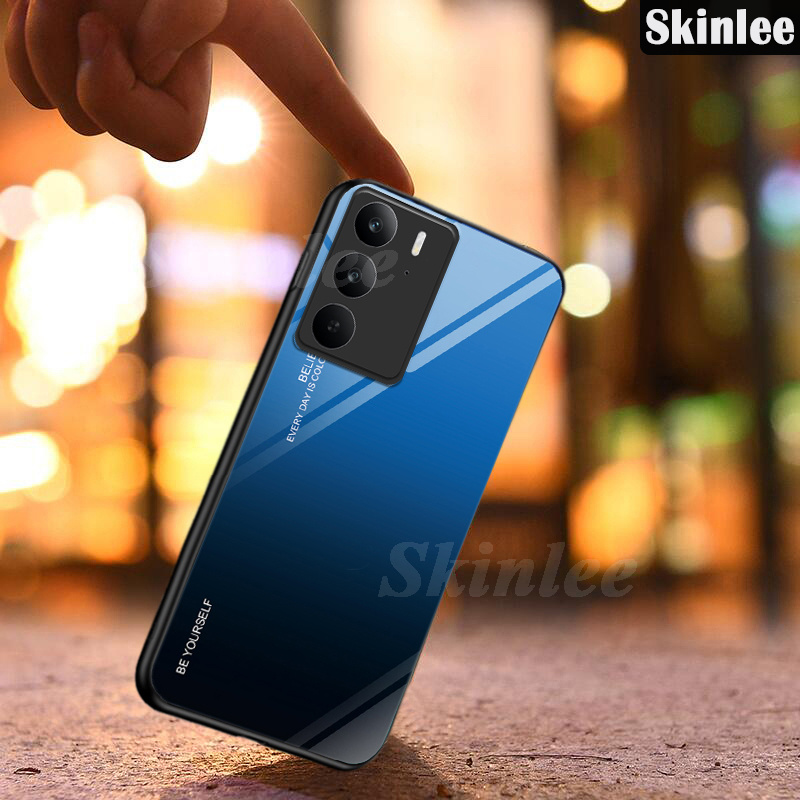 Phone case For Realme C75X Back cover Gradient Tempered Glass Protector Mirror Hard Cover For Realme C75 Cover cases