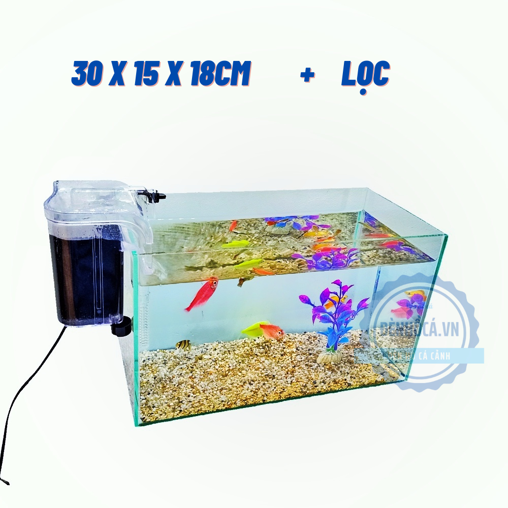 Hồ cá mini [30cm x 15cm x 18cm] để bàn tặng phụ kiện