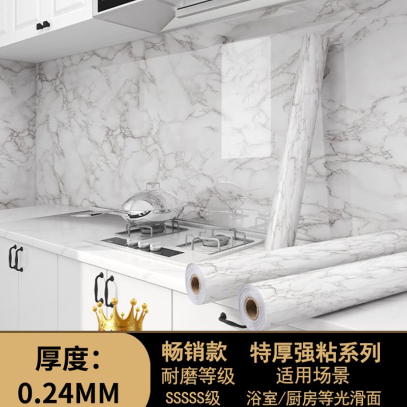 1 Wall Papers Home Decor Papel Tapiz Moderno Imitation Marble Sticker Peel Stick Wallpaper Waterproof Oil Proof Kitchen Stove Top