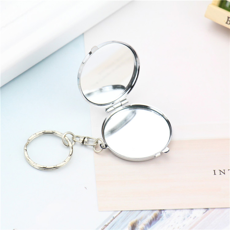 Travel Vanity Mirror Mini Round Mirror Portable Makeup Mirror Keychain Mirror Double-Sided Folding Mirror