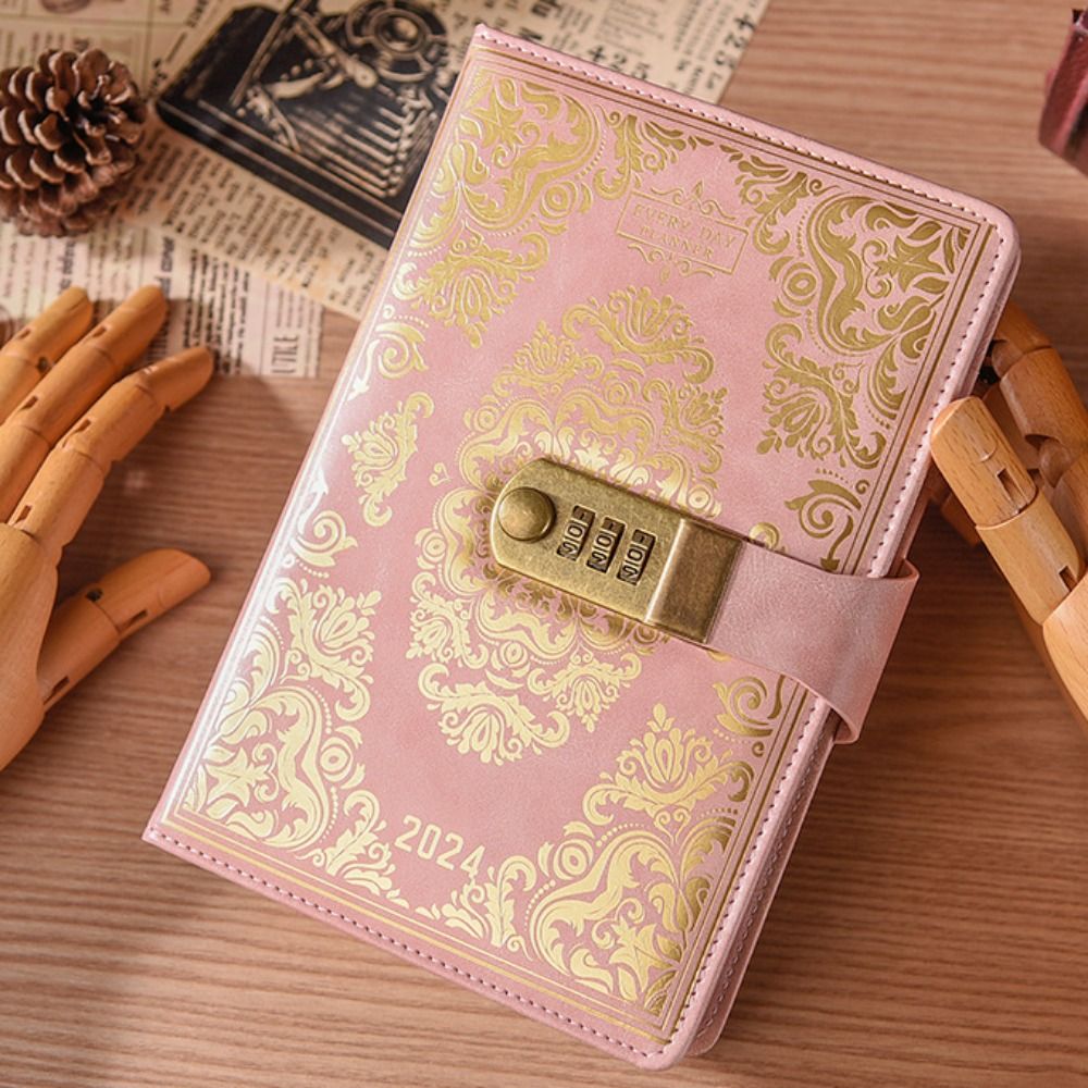 MMLUCK Password Locking 2024 Combination Lock Journal A5 Ruled Lined Paper Combination Lock Secret Diary Elegant General Memory Book Password Schedule Planner Secrets Writing