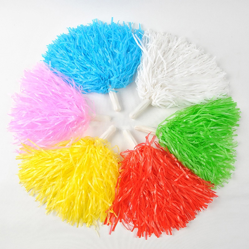BAXINIER Flower Ball Cheerleader Pom Poms（6pair） Flower Ball Handle Rainbow Colorful Refueling Props
