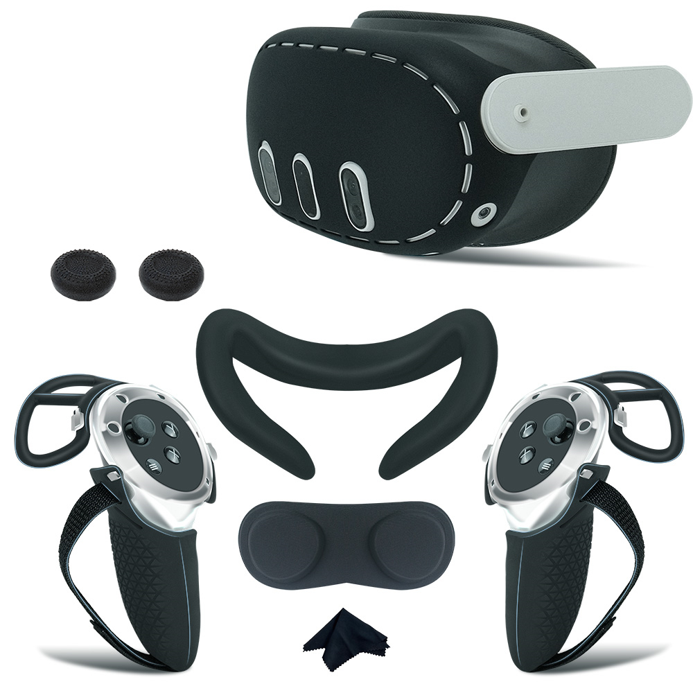 6in1 Hoàn Chỉnh VR Phụ Kiện Cho Meta Quest3 Tai Nghe Bộ tay cầm điều khiển Silicone Bìa, mặt nạ, vòng bảo vệ ống kính máy ảnh của điện thoại, nút rocker