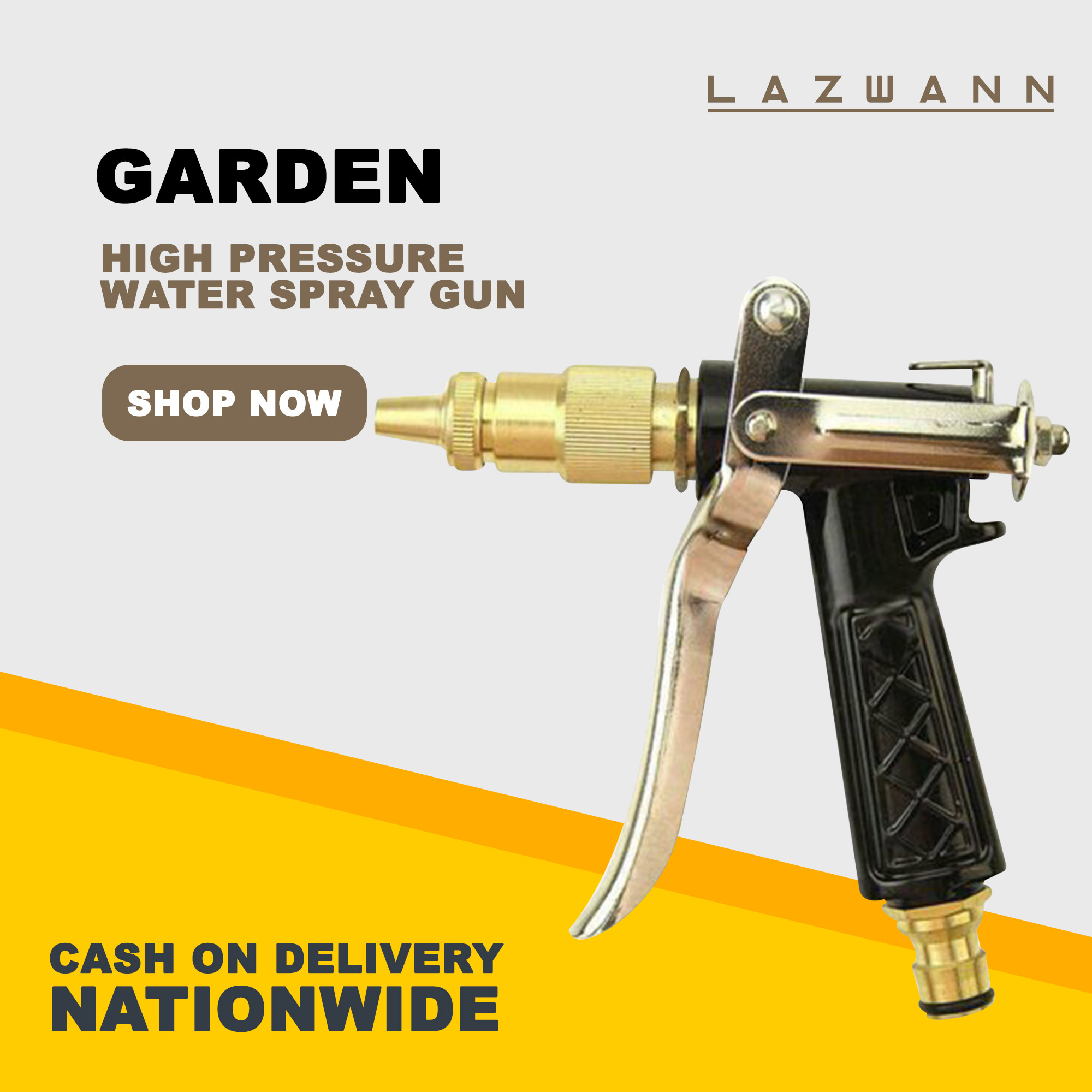 Brass High Pressure Water Spray Gun Adjustable Watering Pattern Brass