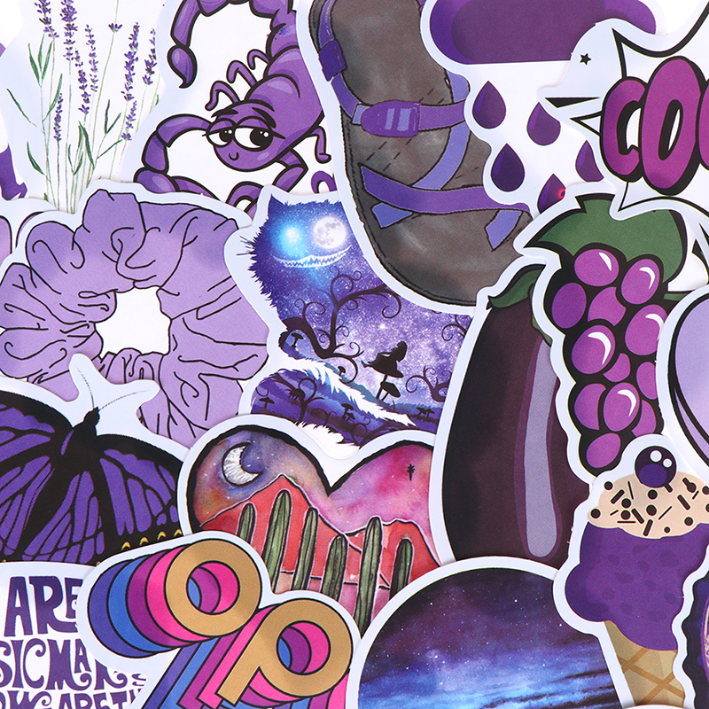 50Pcs Cartoon Purple Stickers DIY Suitcase Laptop Guitar Bicycle Car ...