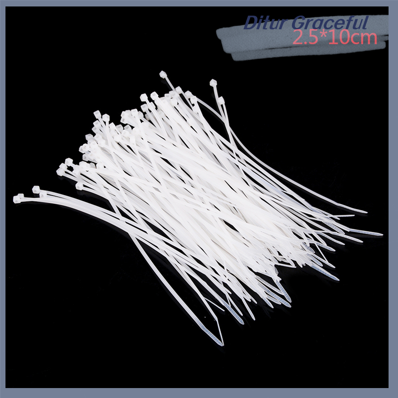 Ditur Chandrae 100pcs Fasten White Black Cable Wire Zip Ties Self Locking Nylon Cable Tie