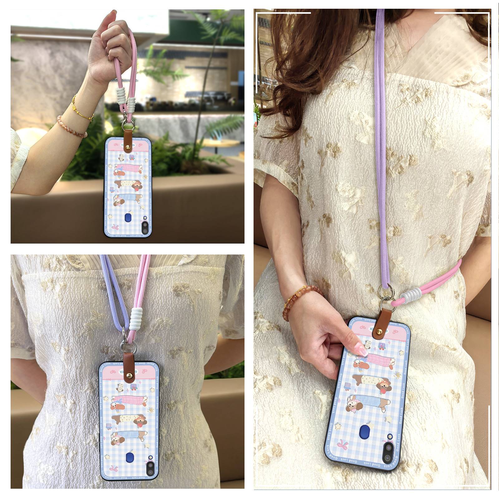 Fashion%20Design%20Waterproof%20Phone%20Case%20For%20Samsung%20Galaxy%20M20/SM-M205FD%20Graffiti%20Lanyard%20Back%20Cover%20Silicone%20Cartoon%20Cute%20-%20Image%202