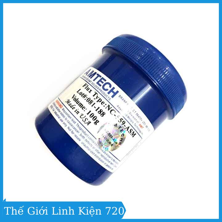 Mỡ hàn Amtech NC-559-ASM mỡ trắng lọ màu xanh cao cấp