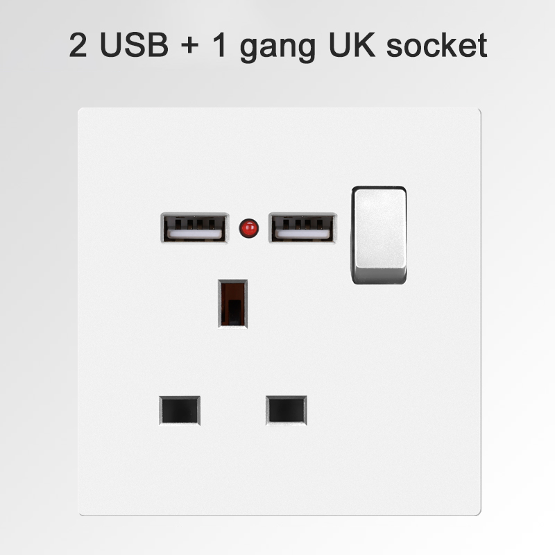 FLKL White switch Wall Key Switch Panel 13amp Universal 3 Pin Plug