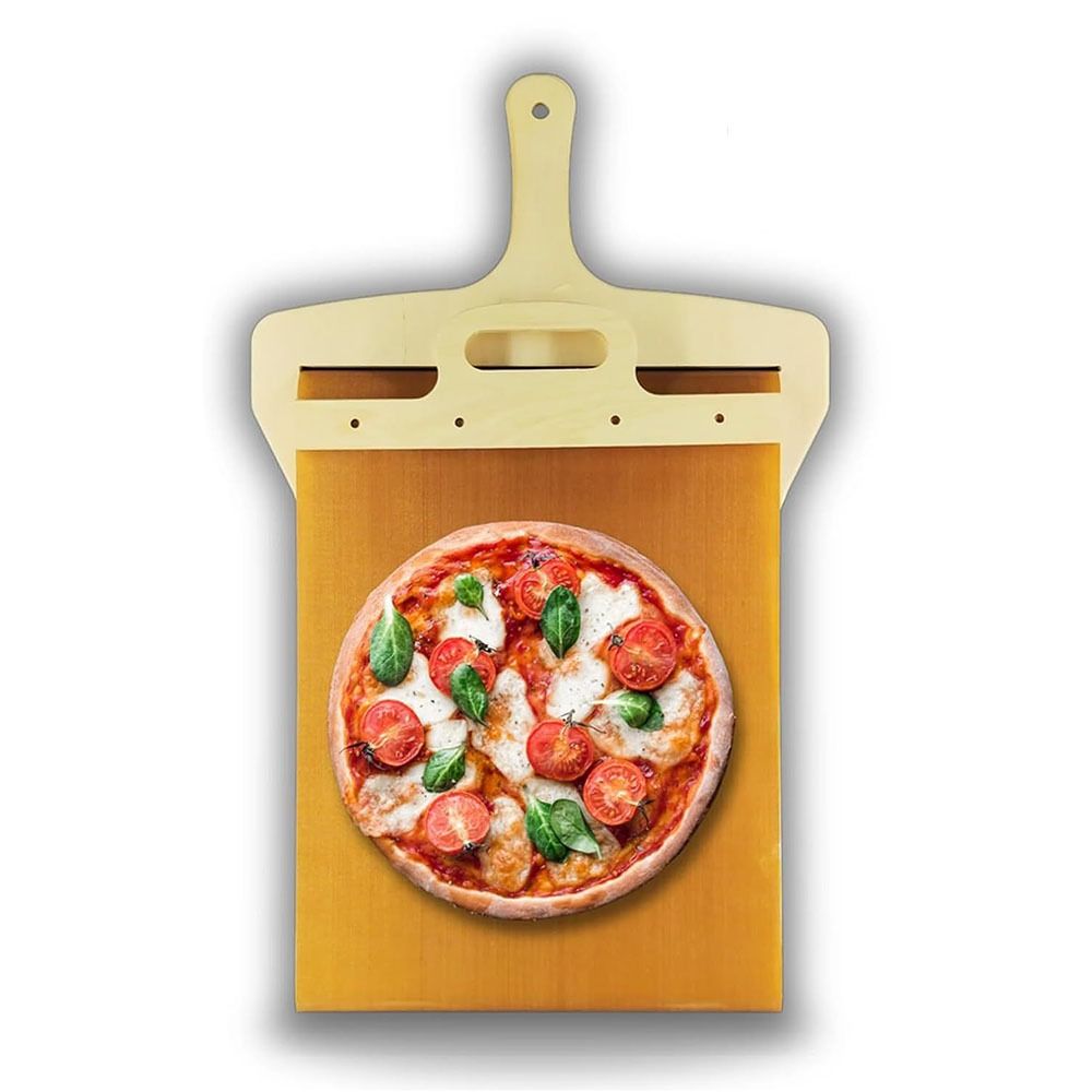SOJUN Bằng gỗ Vỏ bánh Pizza trượt Có tay cầm Không dính Vợt vét bột Pizza Di động Hộp đựng Pizza Nhà