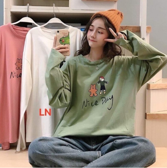 Áo 3D nice day tay dài LN11 CHẤT COTTON