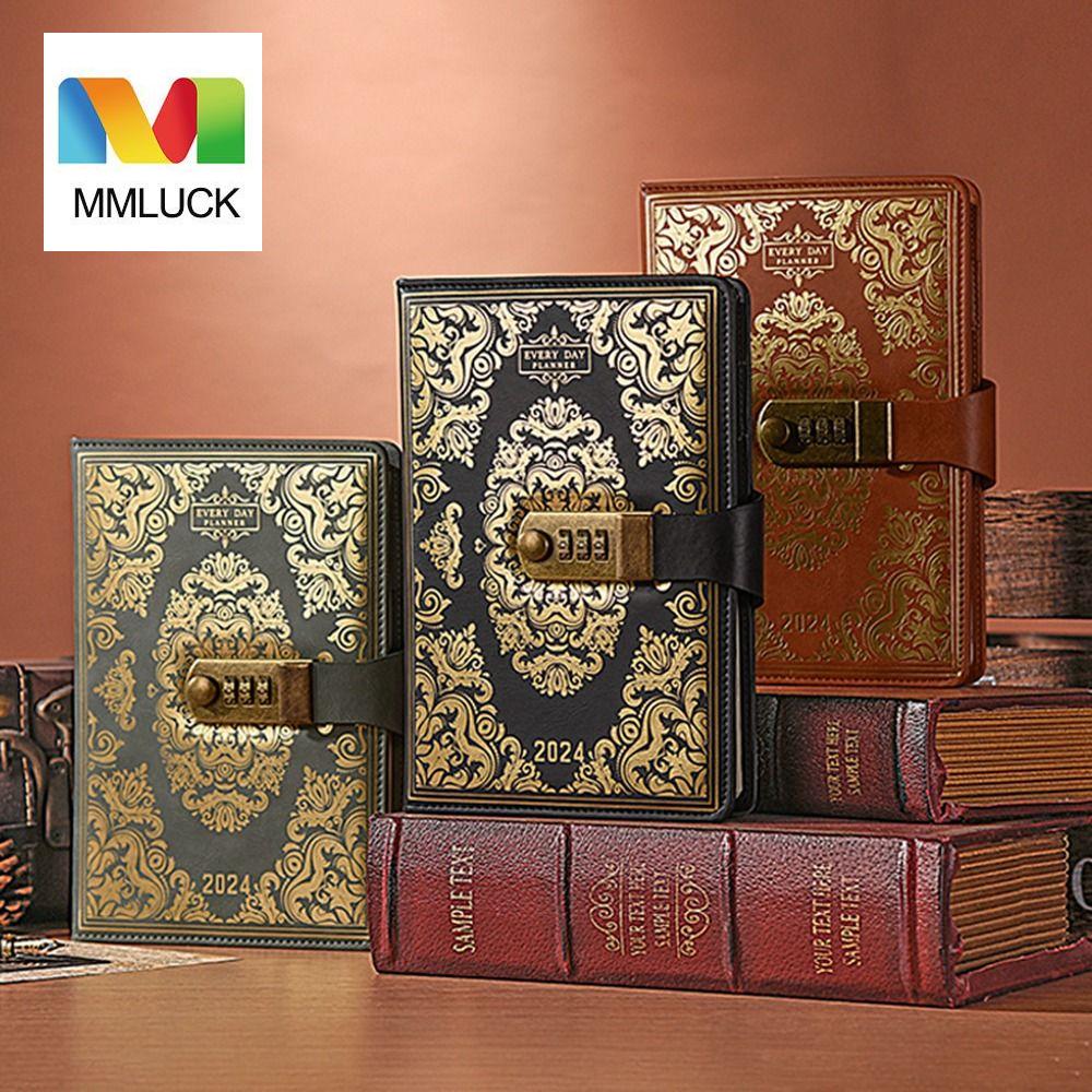 MMLUCK Password Locking 2024 Combination Lock Journal A5 Ruled Lined Paper Combination Lock Secret Diary Elegant General Memory Book Password Schedule Planner Secrets Writing